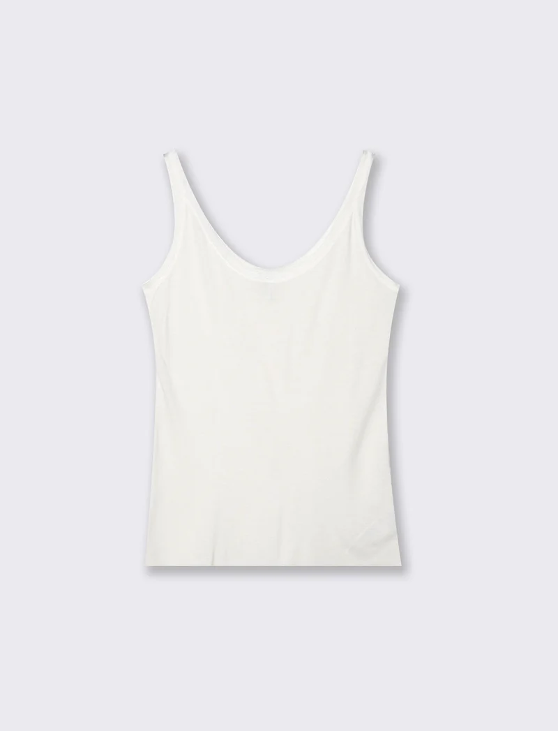 Top con inserti in mesh e bretelle - Avorio