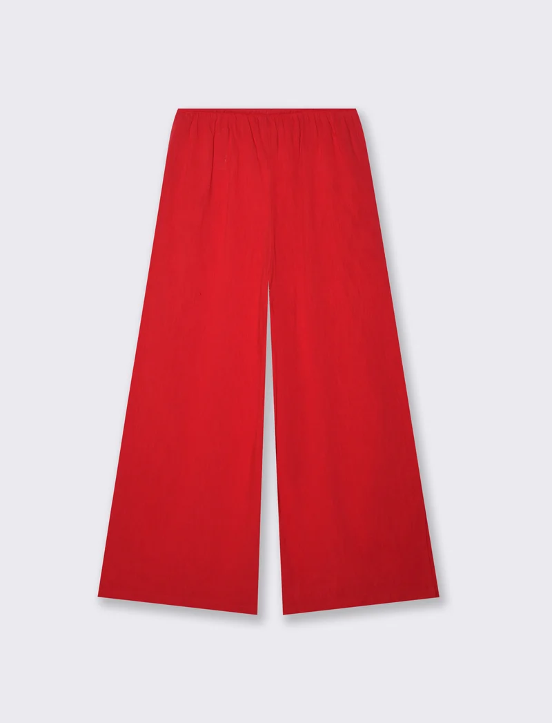 Pantalone Gamba Larga con Spacchi Laterali - Rosso