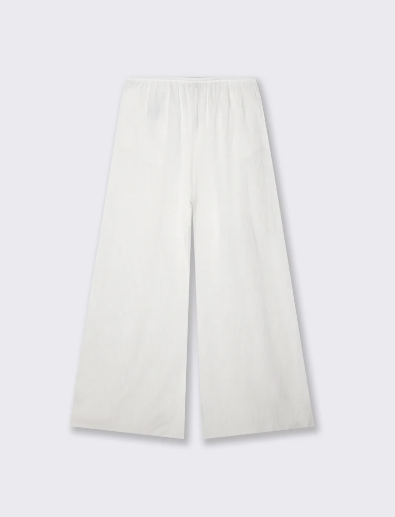 Pantalone Gamba Larga con Spacchi Laterali - Bianco