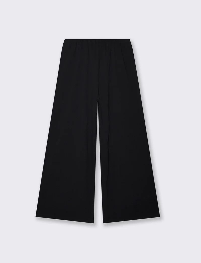 Pantalone Gamba Larga con Spacchi Laterali - Nero