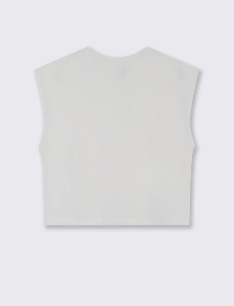 T-Shirt Crop Basica Girocollo - Bianco