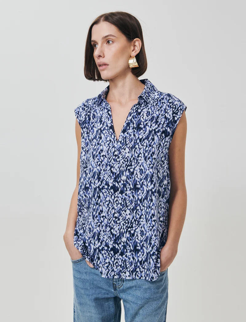 Blusa Giro Maniche Stampata Scollo a V - var 2