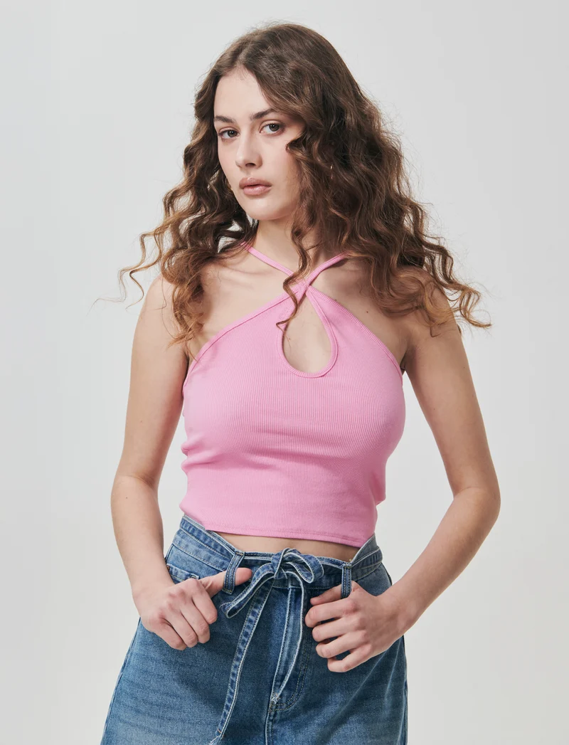 Top Intrecciato e Costine - Rosa big bubble