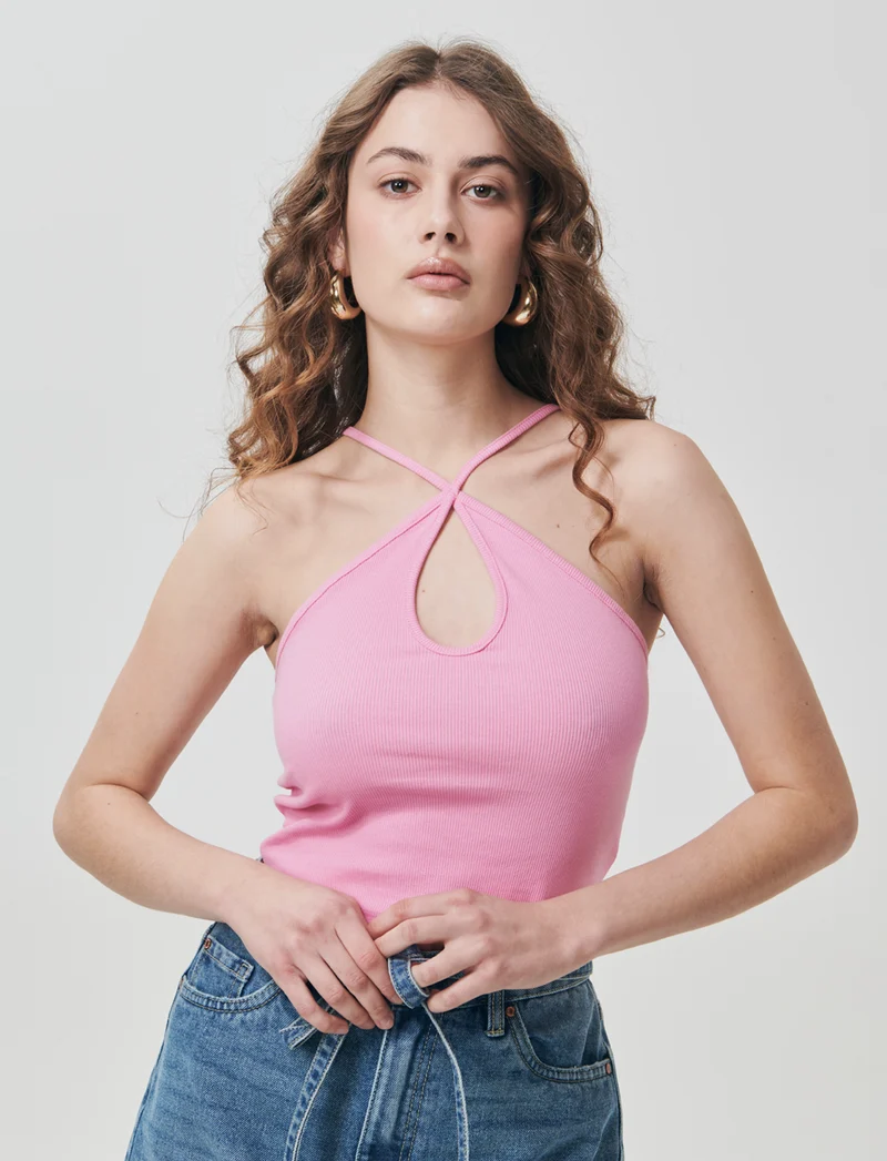 Top Intrecciato e Costine - Rosa big bubble