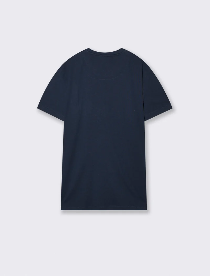 T-shirt girocollo con patch ricamato - Blu