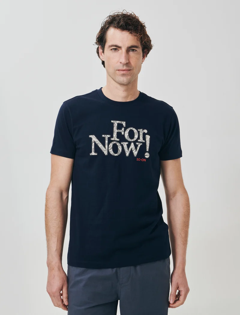 T-shirt girocollo con patch ricamato - Blu