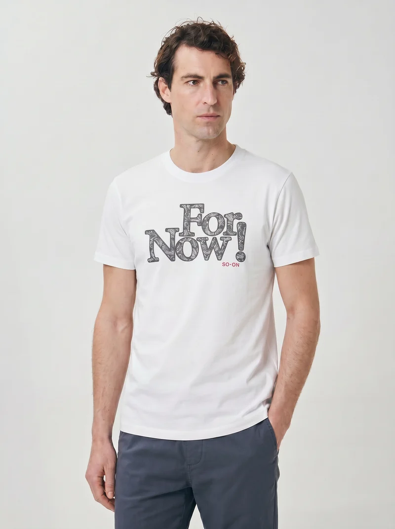 T-shirt girocollo con patch ricamato - Bianco