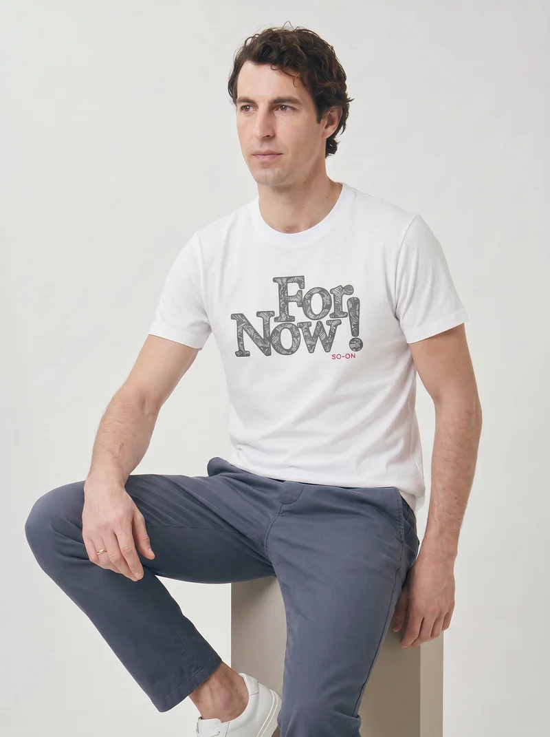 T-shirt girocollo con patch ricamato - Bianco