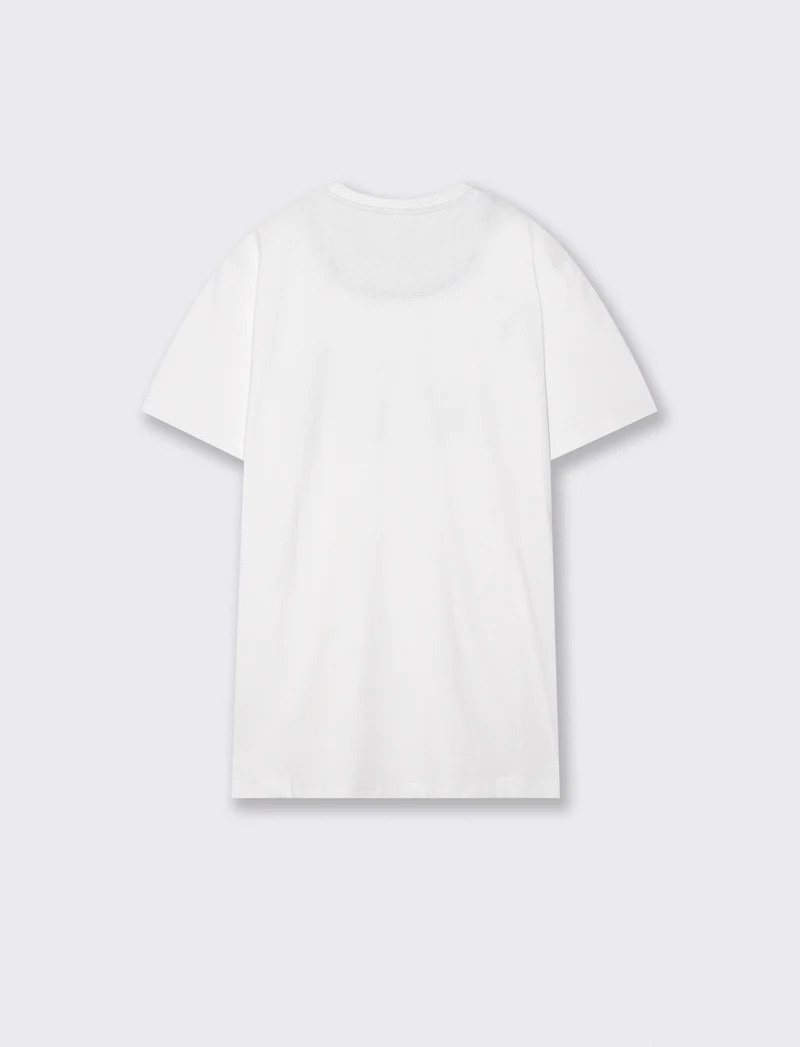 T-shirt girocollo con patch ricamato - Bianco