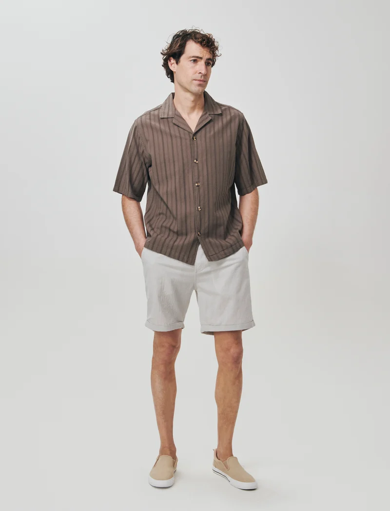 Bermuda Jogger in Tessuto Goffrato - Grigio stone