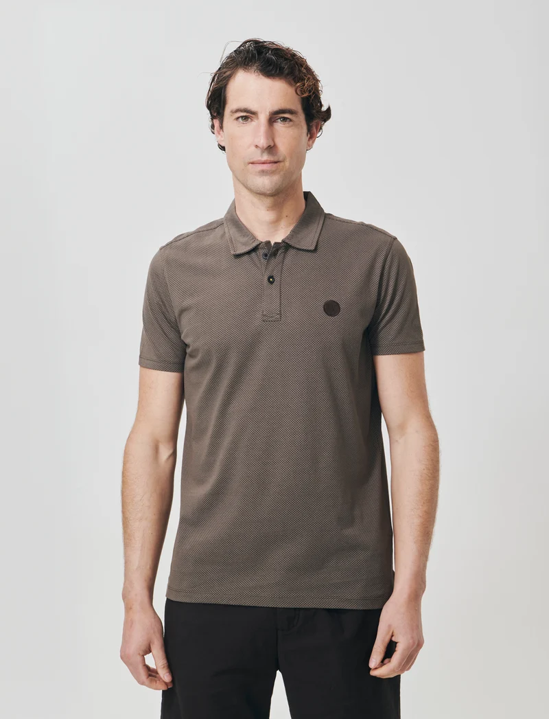 Polo Premium in Cotone Stampato All Over - Moro