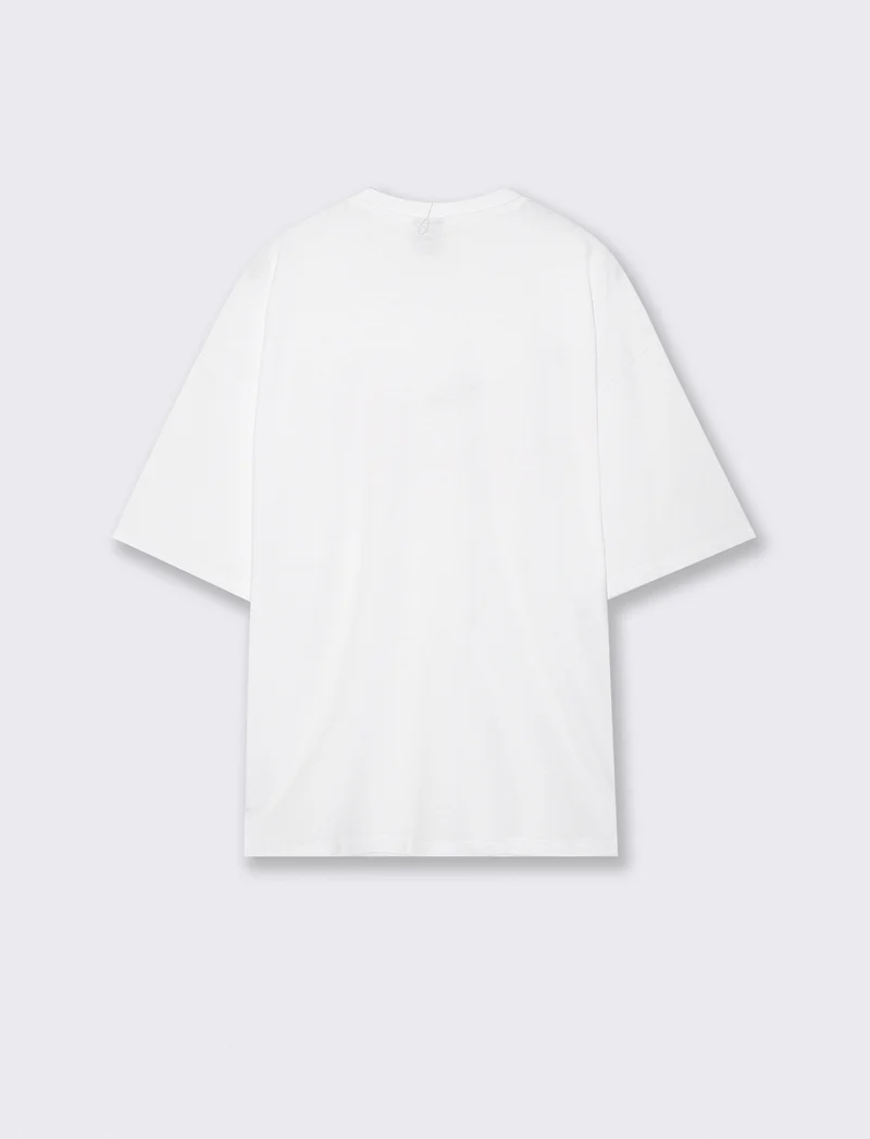 T-shirt puff e ricamo a contrasto - Bianco