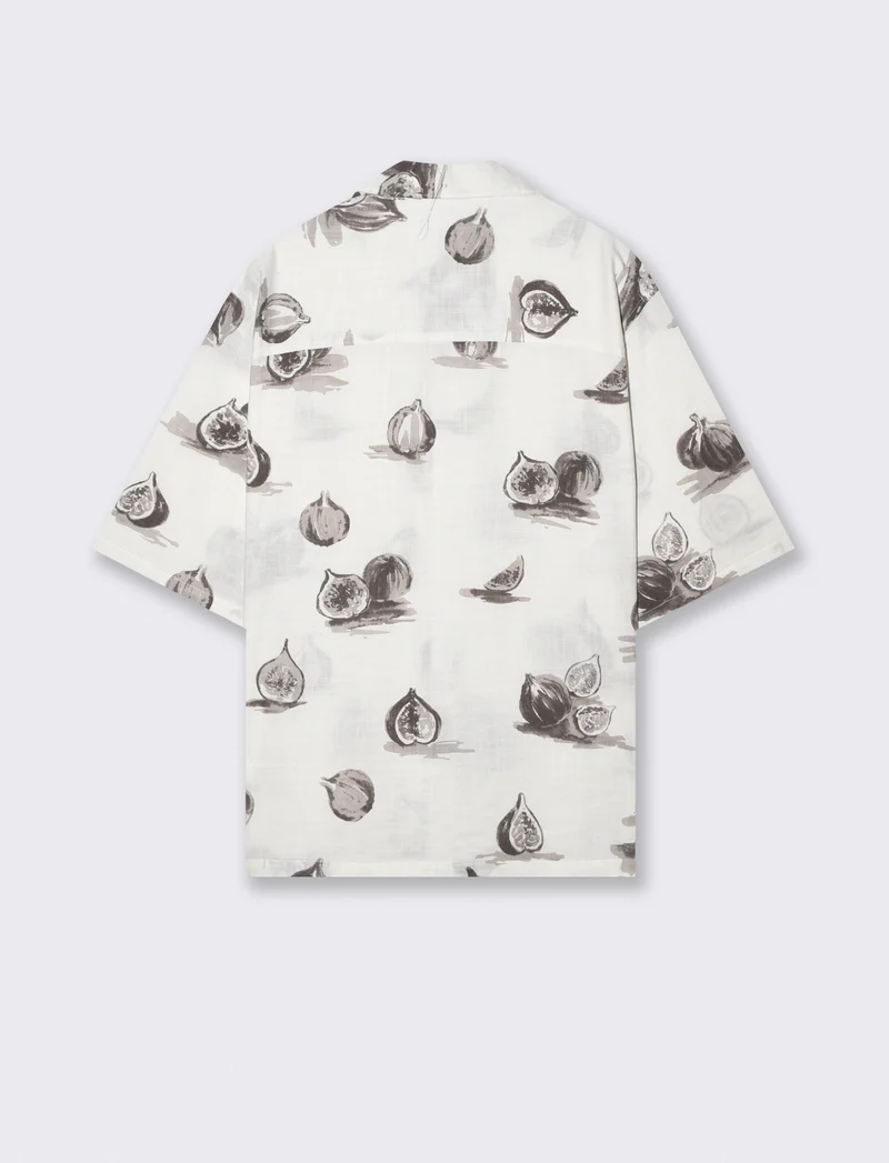 Camicia boxy fit in misto cotone slub - Bianco