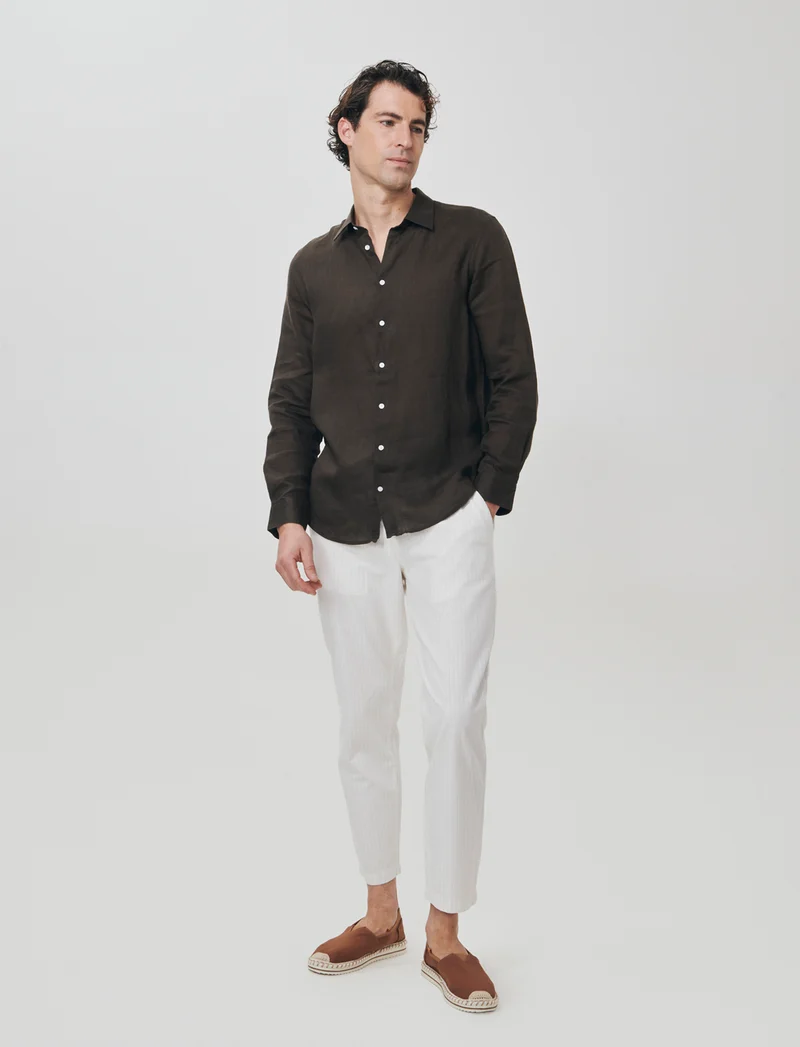 Pantaloni Chino Jogger Mistalino a Righe - Bianco