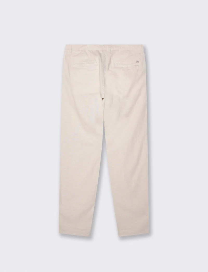 Pantaloni Chino Slim Fit in Lino - Sabbia
