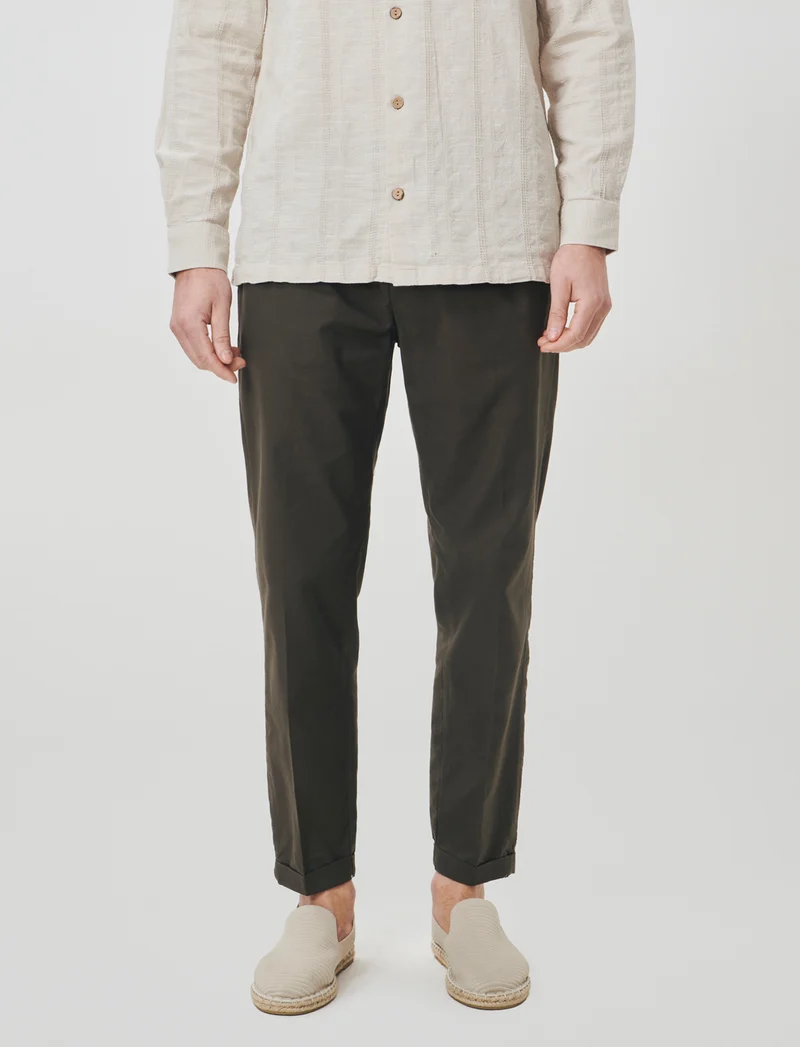 Pantaloni Jogger in Cotone Con Tasche - Moro
