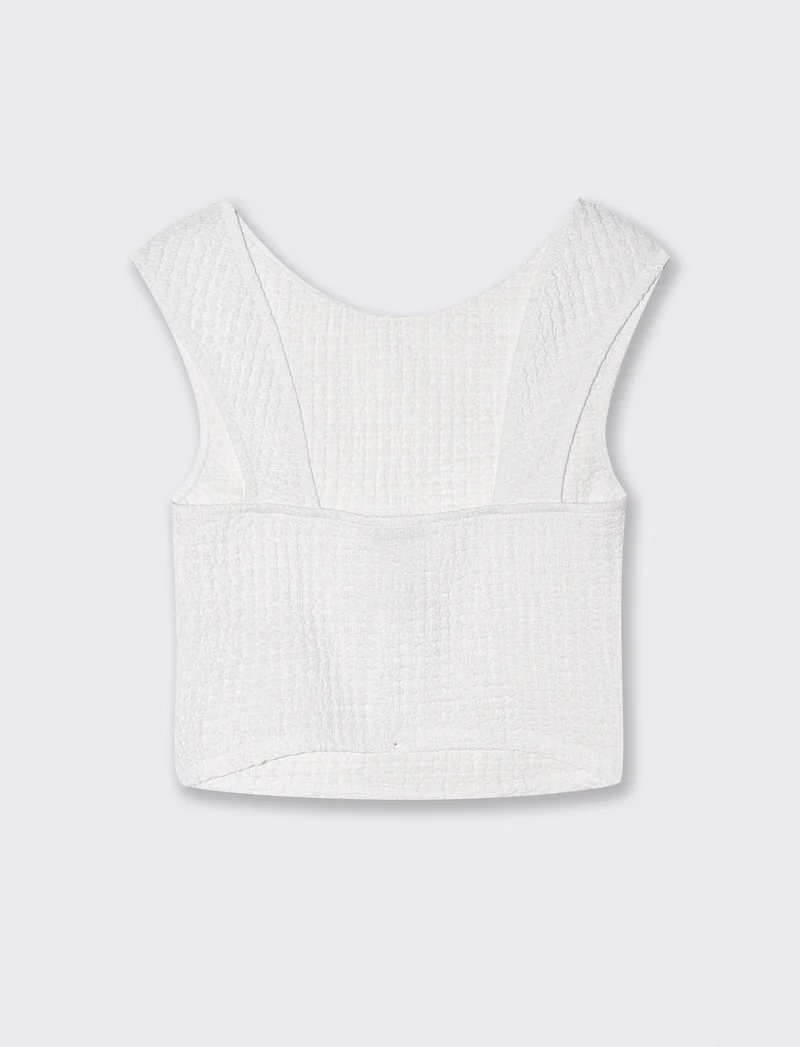 Top Smanicato Elasticizzato Slim fit - Bianco