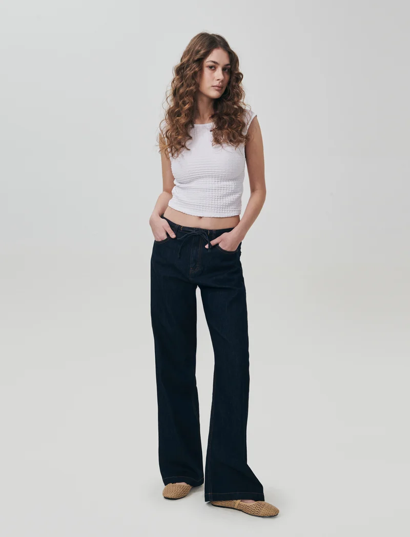 Top Smanicato Elasticizzato Slim fit - Bianco