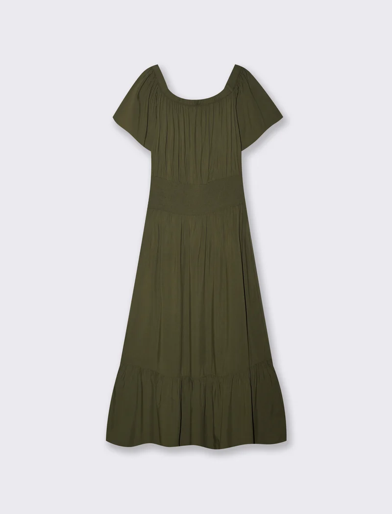 Vestito lungo off shoulder con arricciature - Kaky 1