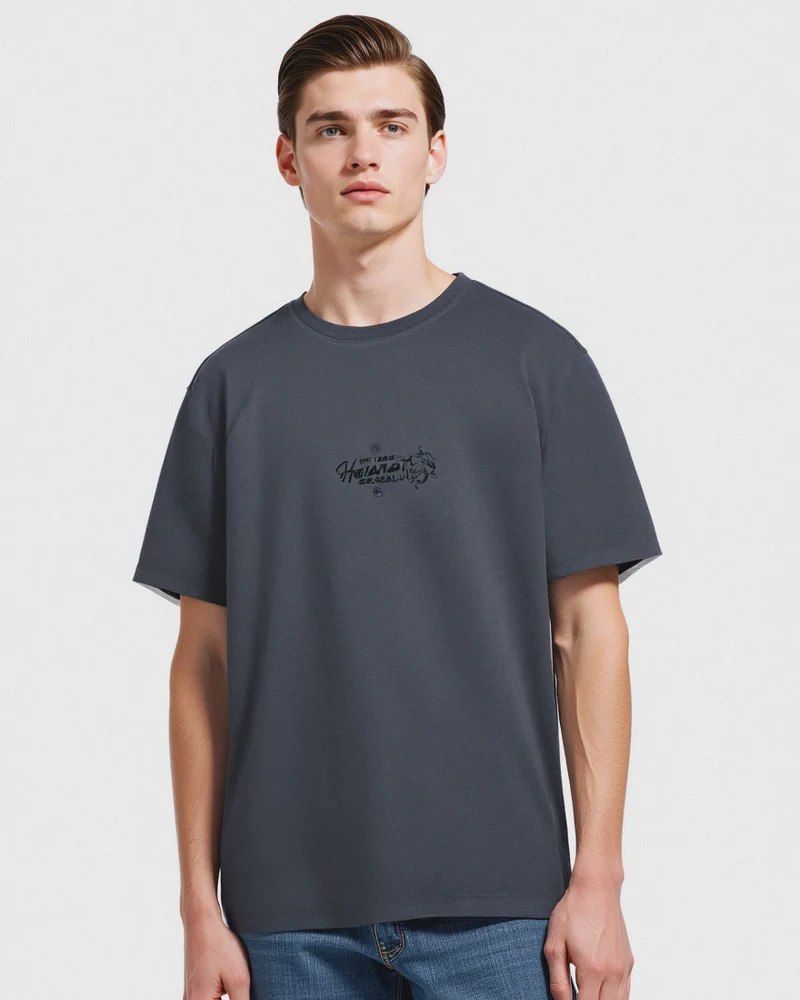 T-shirt cotone con stampa a contrasto - Avion
