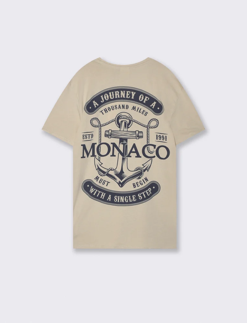 T-shirt cotone con stampa a contrasto - Grigio ghiaccio