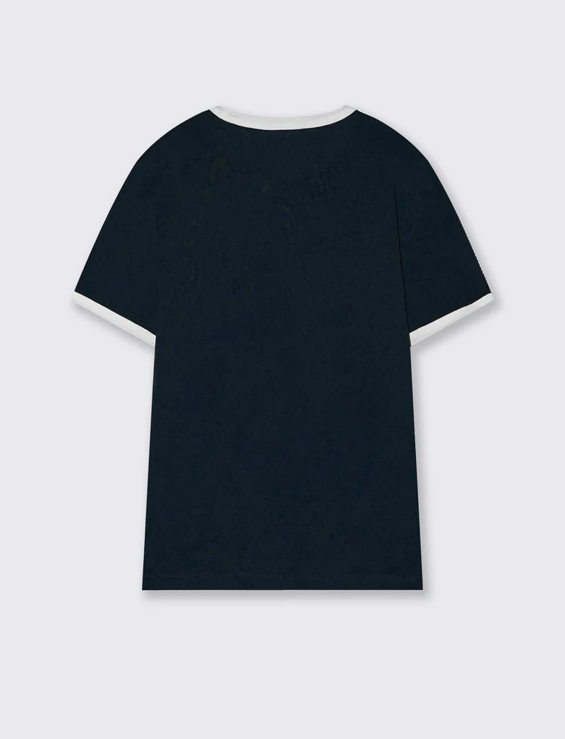 T-shirt a coste con contrasti eleganti - Blu