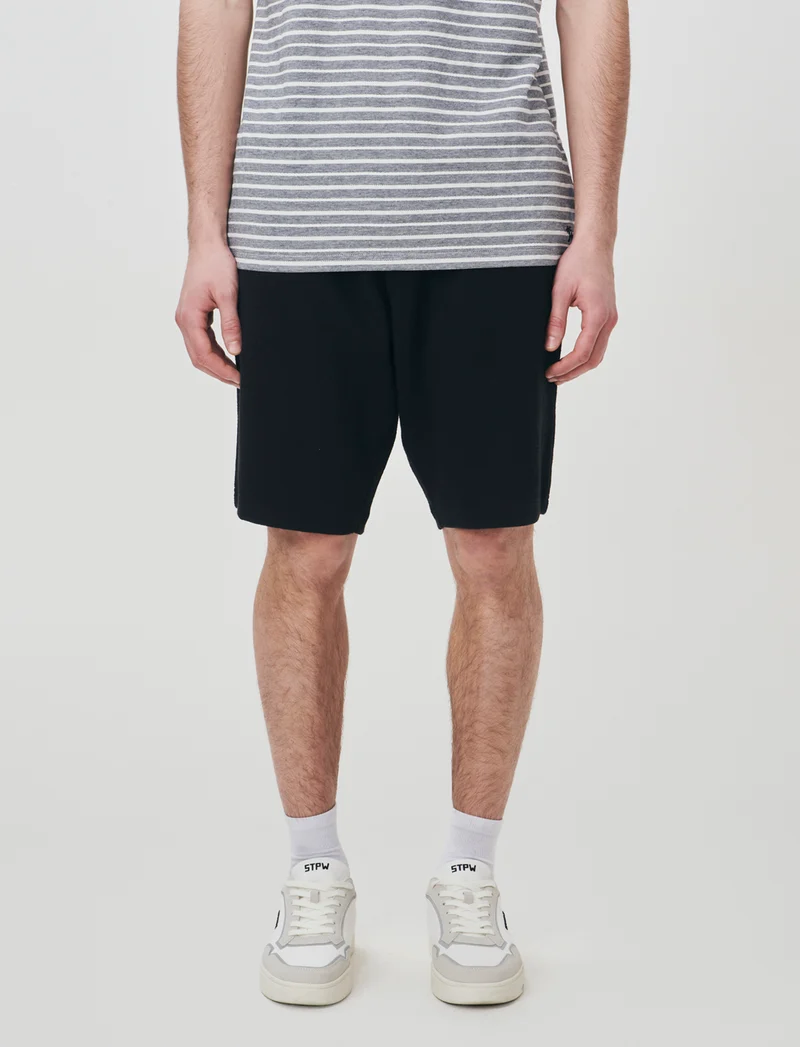 Bermuda Jacquard Effetto Juta con Vita Jogger - Nero