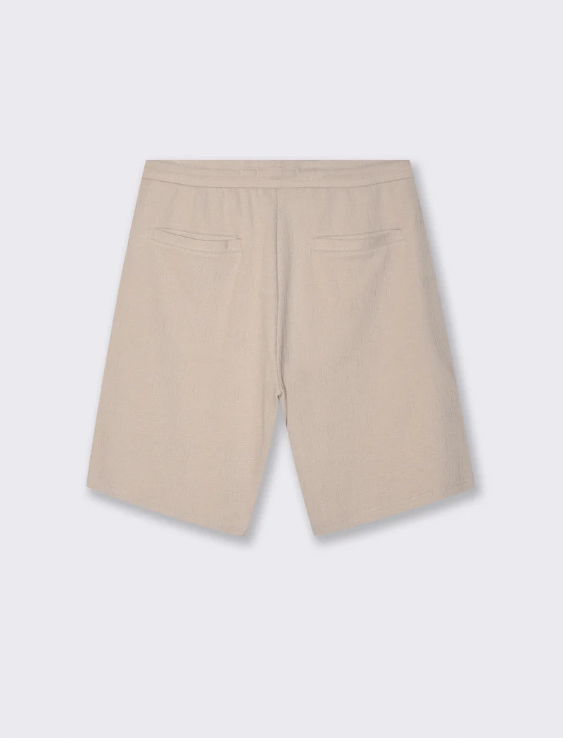 Bermuda Jacquard Effetto Juta con Vita Jogger - Sabbia