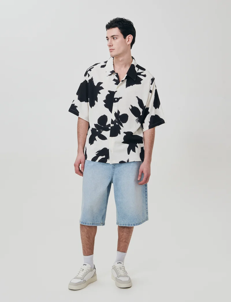 Bermuda Jeans Skater Fit in Denim Slavato - Denim