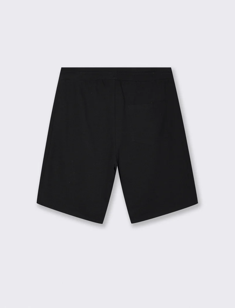 Bermuda Piquet con Vita Jogger Regolabile - Nero