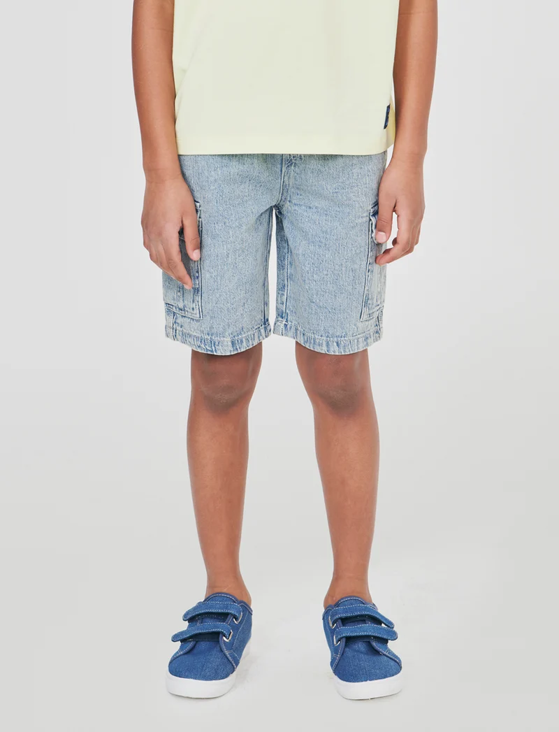 Bermuda cargo in denim 100% cotone - Denim