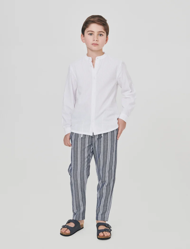 Pantaloni jogger rigati in cotone e lino - Righe