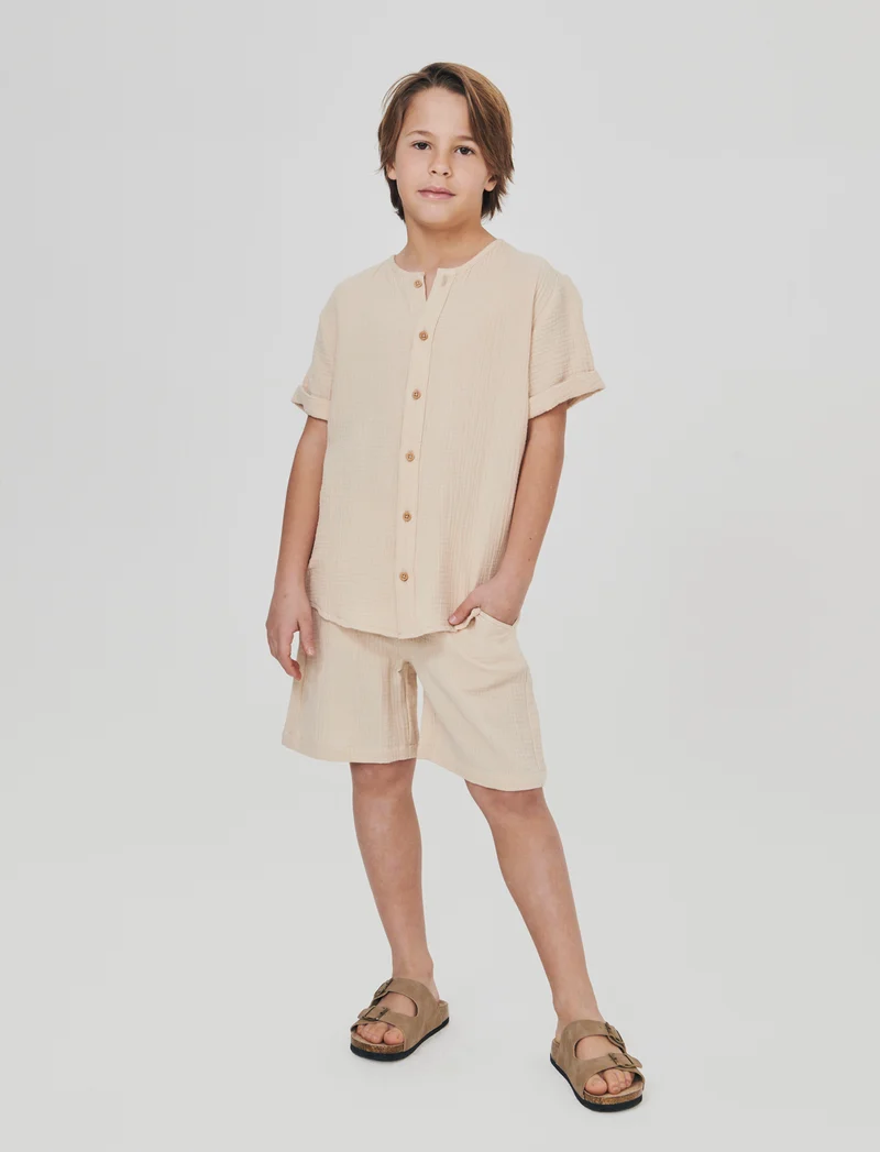 Bermuda estivi in cotone e stamigna - Beige
