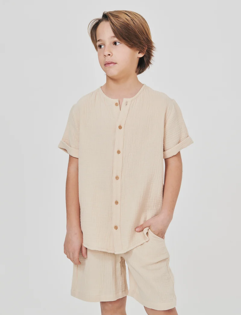 Bermuda estivi in cotone e stamigna - Beige