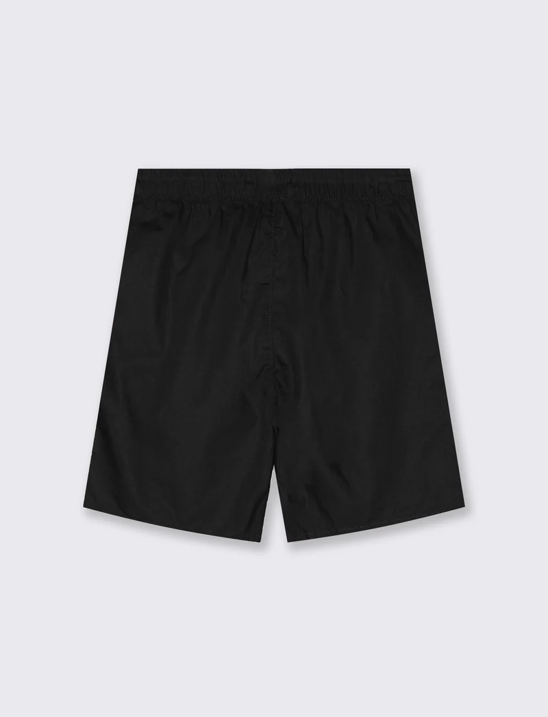 Short in cotone con tagli e lacci vita - Nero