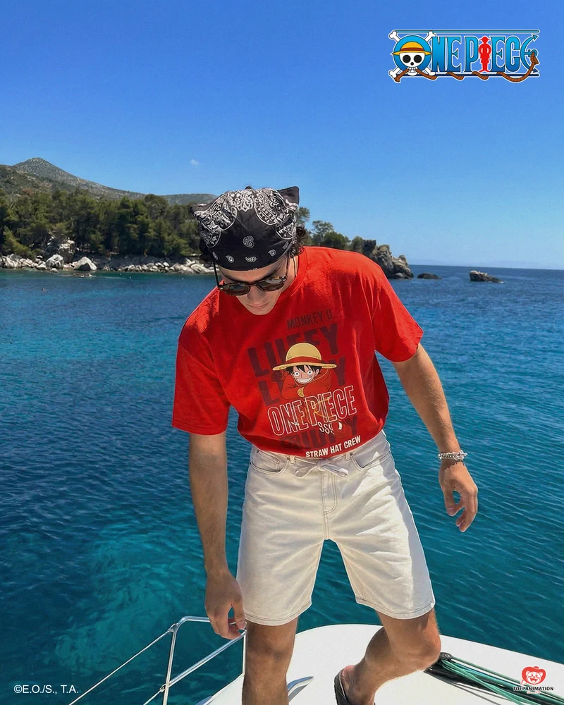 T-shirt One Piece in cotone girocollo - Rosso