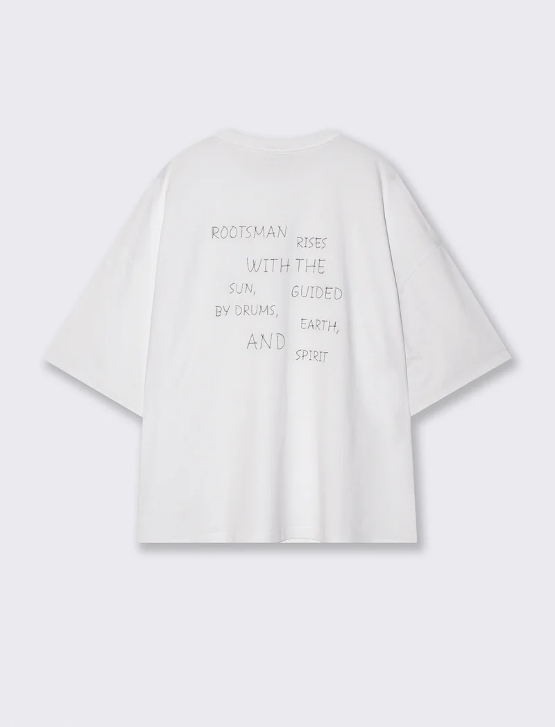 T-shirt boxy fit con stampe e ricami - Bianco