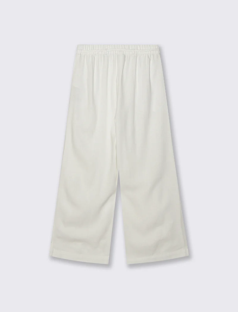 Pantaloni Palazzo Lino con Tasche e Elastico - Bianco
