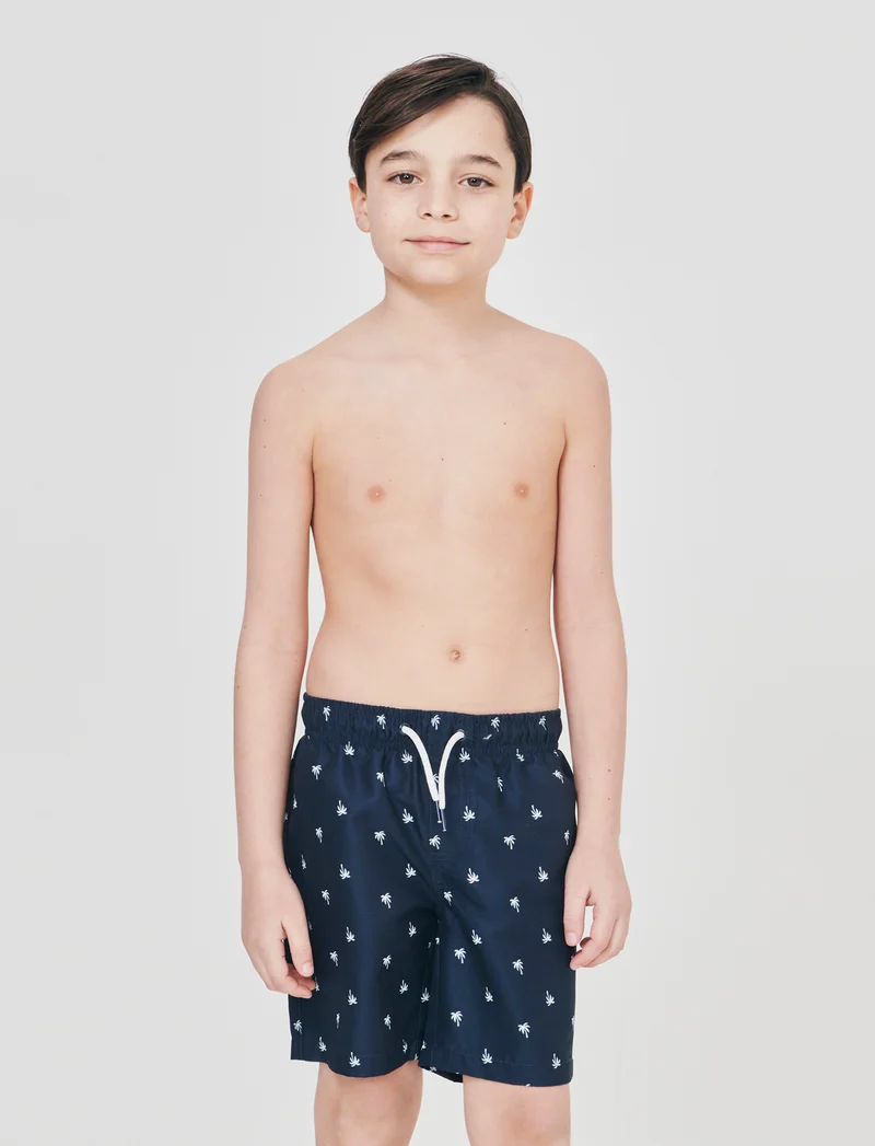 Costume boxer tinta unita con fluo - Blu