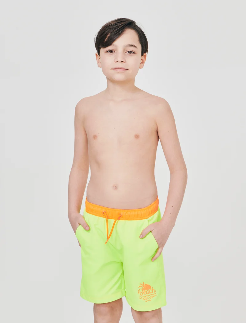 Costume boxer bicolore con bustino - Giallo