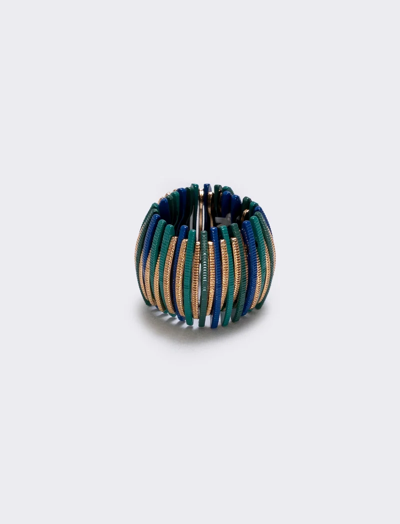 Anello elastico con barrette colorate - Turchese