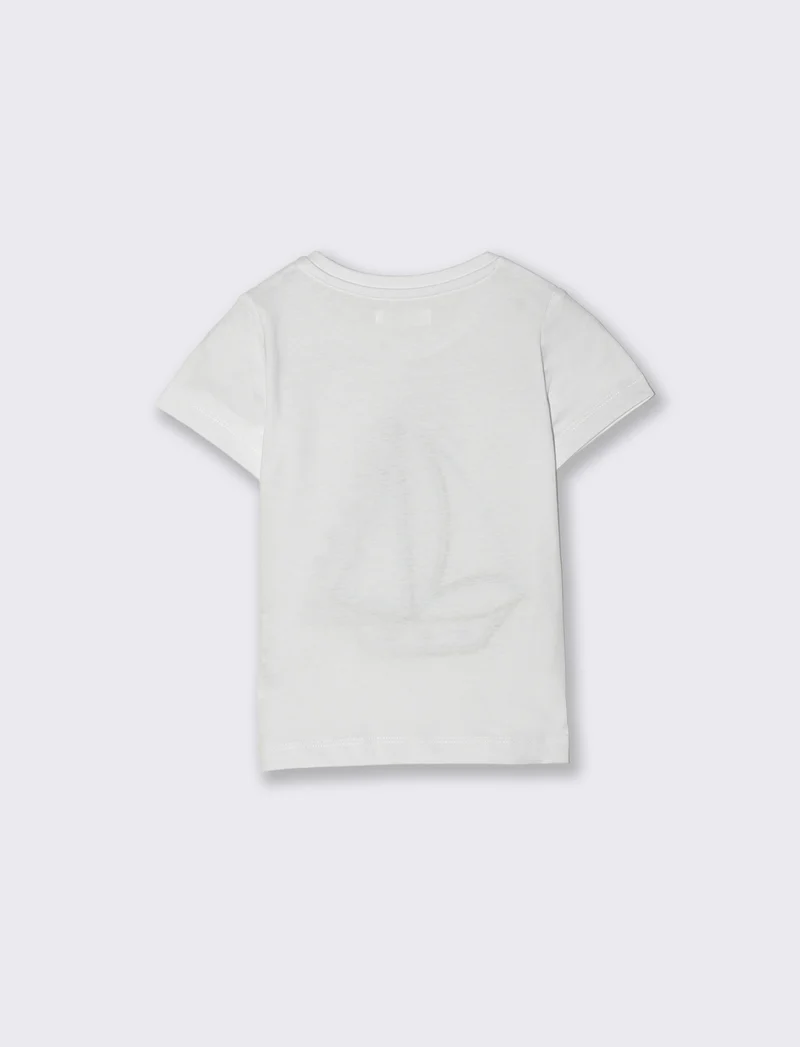 Tshirt girocollo con ricamo colorato - Bianco