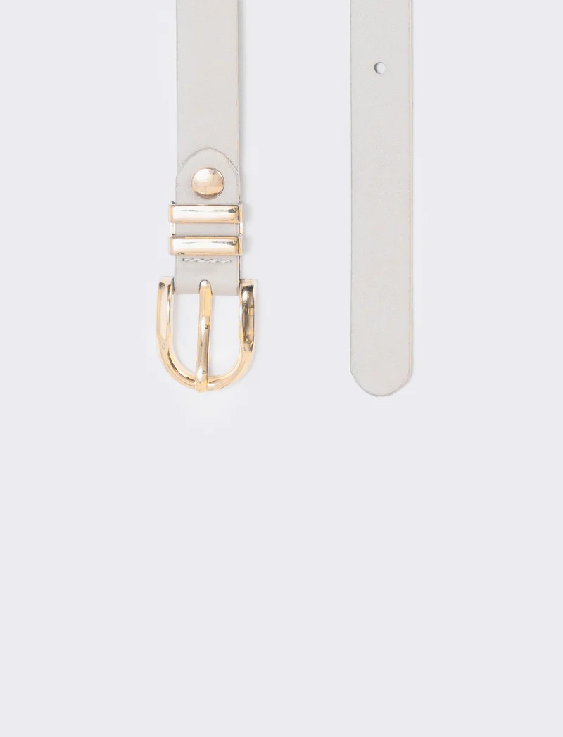 Cintura doppio passante in metallo 1,5 cm - Bianco
