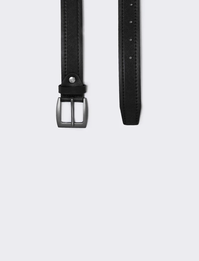 Cintura riga saffiano elegante e versatile - Nero