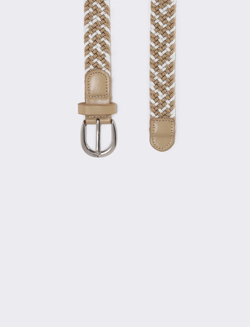 Cintura elastica intrecciata versatile - Beige