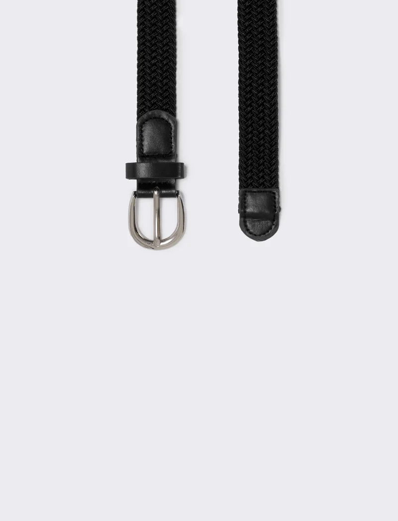 Cintura elastica intrecciata versatile - Nero