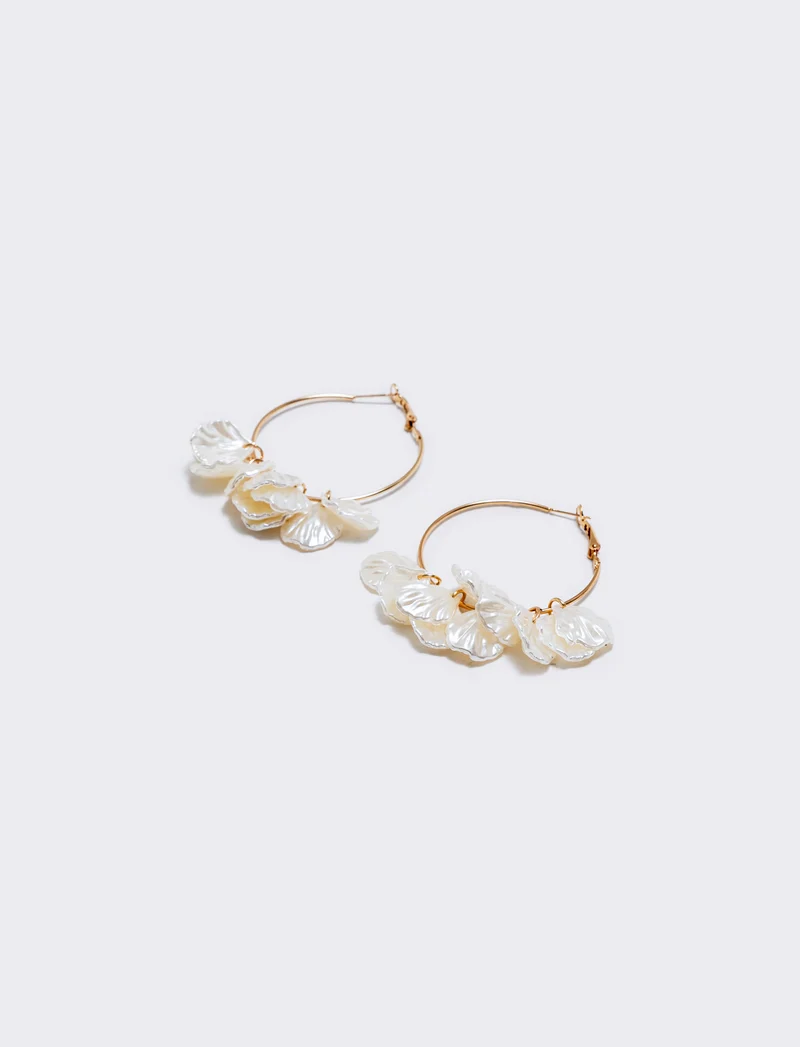Orecchini cerchi con petali pendenti - Oro