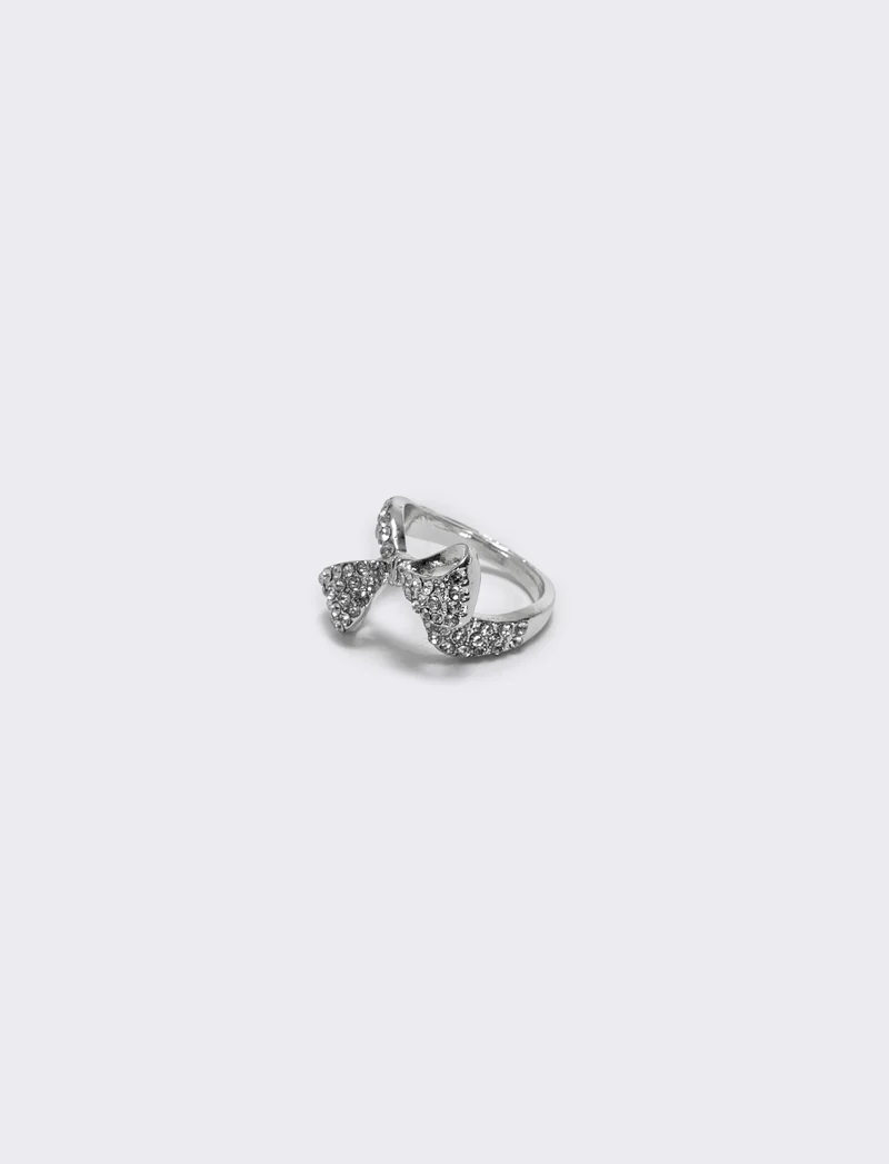 Anello fiocco con strass - Argento