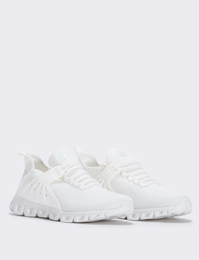 Sneakers running uomo in tessuto tecnico - Bianco