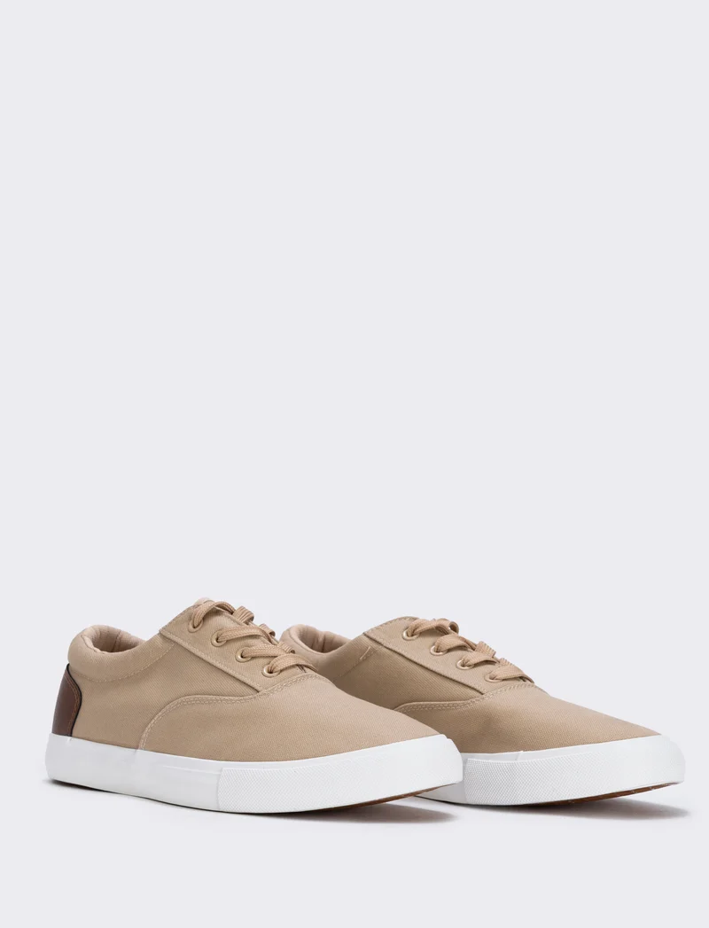 Scarpe stringate da uomo in tela colorate - Beige